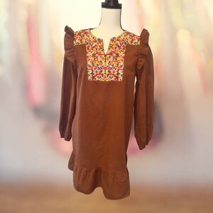 KIRUNDO fiesta embroidered boho peasant dress women’s size large